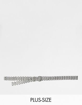 My Accessories London Curve chunky chain belt in silver