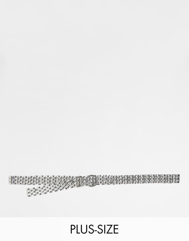 My Accessories London Curve chunky chain belt in silver