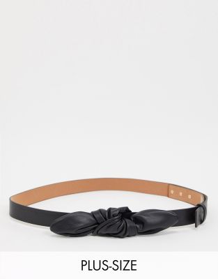My Accessories London Curve - Cintura per jeans per vita e fianchi con nodo intrecciato in pelle sintetica nera
