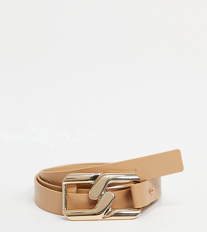 My Accessories London Curve Exclusive waist and hip belt with chain in camel-Neutral