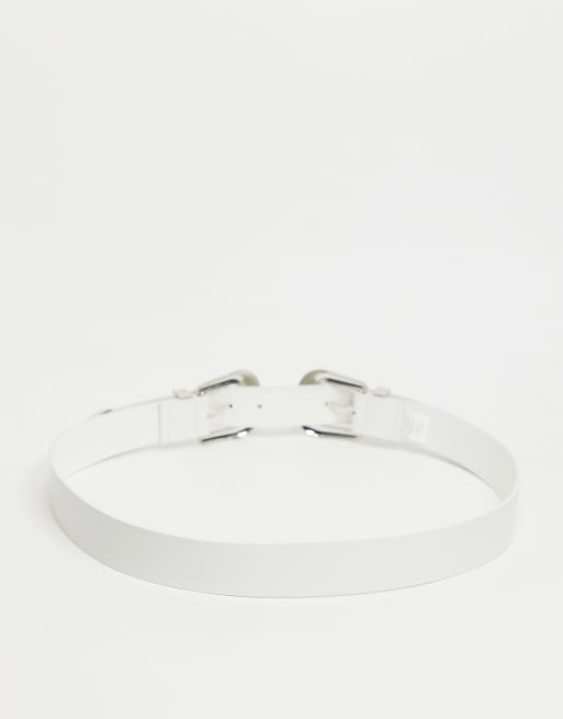 My Accessories London Curve - Exclusivité - Ceinture pour blazer à double boucle style western - Blanc, 4 de 4