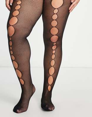 My Accessories London Curve sheer tights in black with leopard print