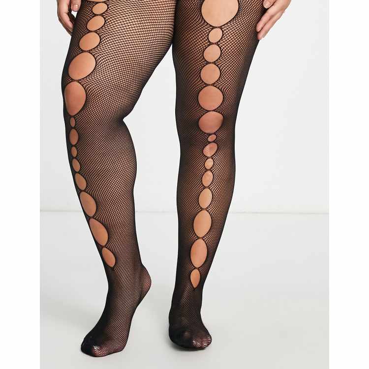 Plus Size Bow Decor Fishnet Tights