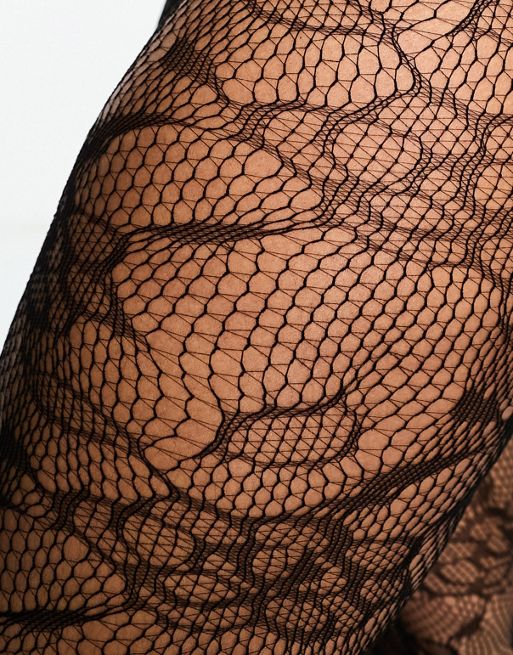 My Accessories London floral lace tights in black
