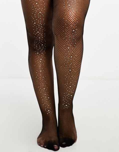 ASOS DESIGN medium polka dot black tights