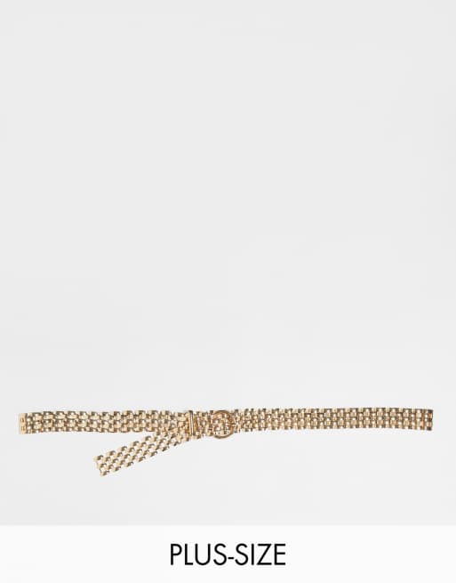 My Accessories London Curve – Goldfarbener Kettengürtel aus klobigen Kettengliedern 