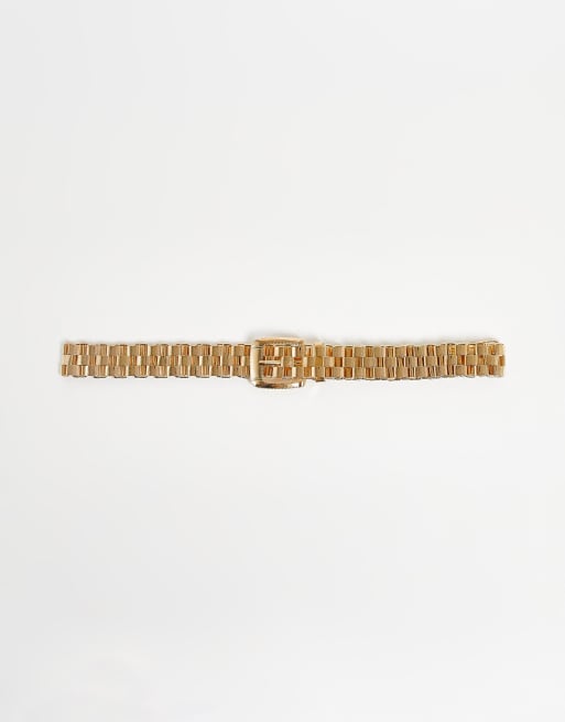 My Accessories London Curve hip and waist belt in gold chain