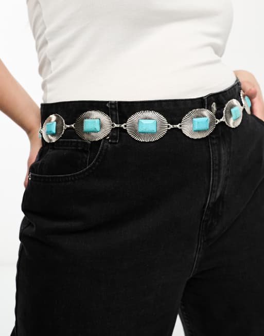 My Accessories London Curve - Riem met halfedelstenen in zilver/blauw