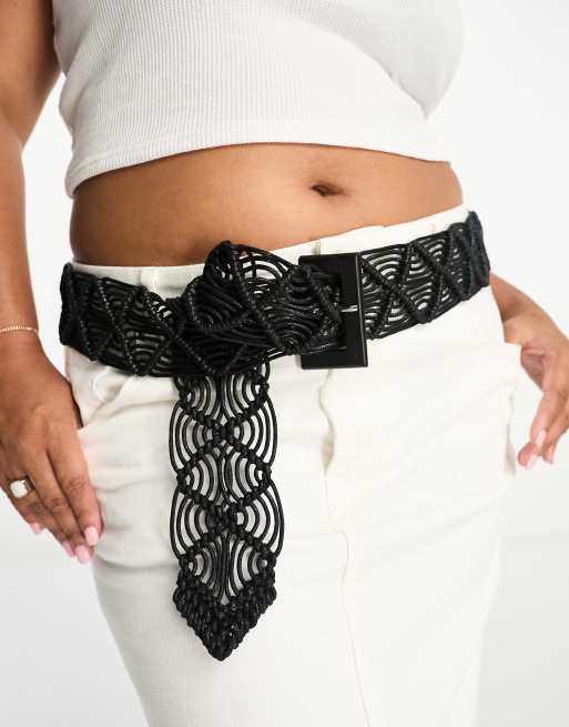 My Accessories London Curve - Riem van geweven en gehaakt rotan in zwart