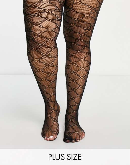 Black lace tights plus size best sale