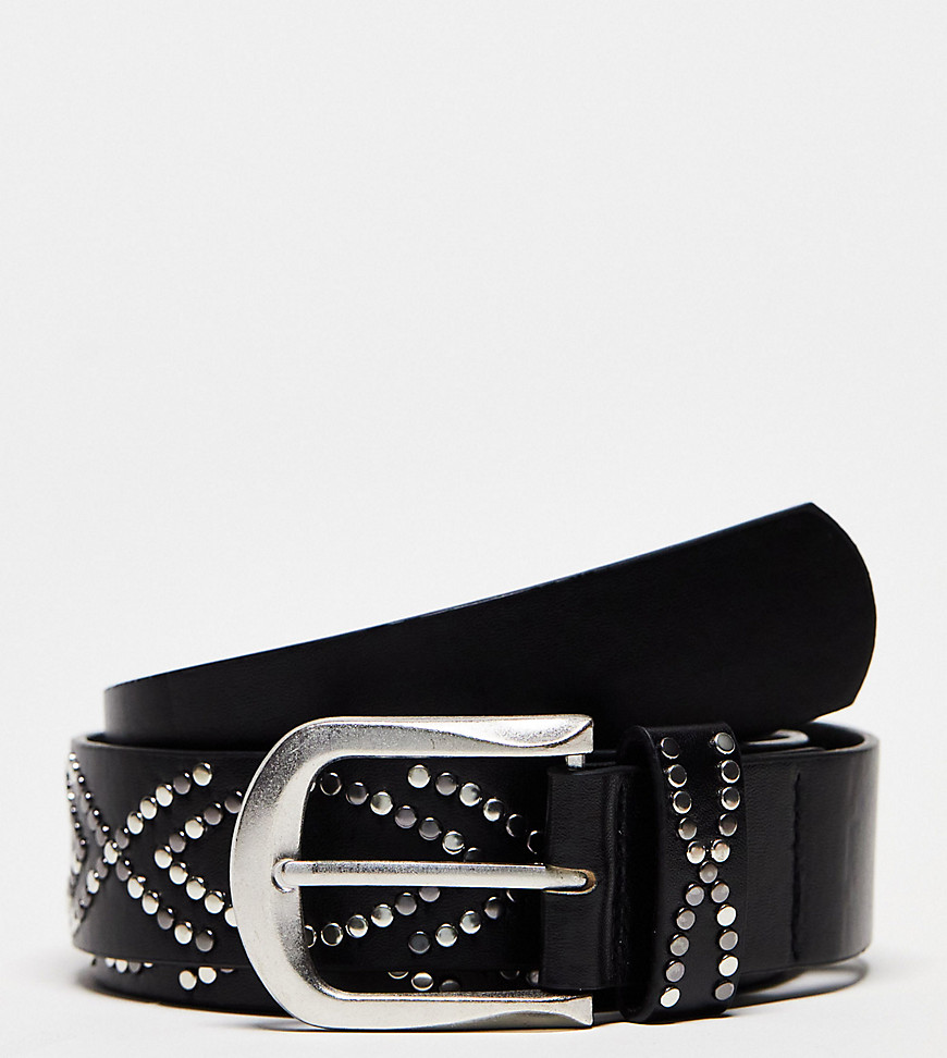 My Accessories London Curve studded belt in black