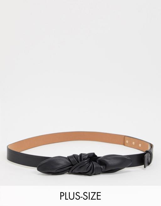 My Accessories London Curve – Taillen- und Hüftgürtel in Schwarz aus Kunstleder mit Knotendetail