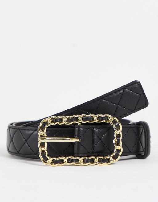 My Accessories London Curve waist and hip belt with gold chain buckle