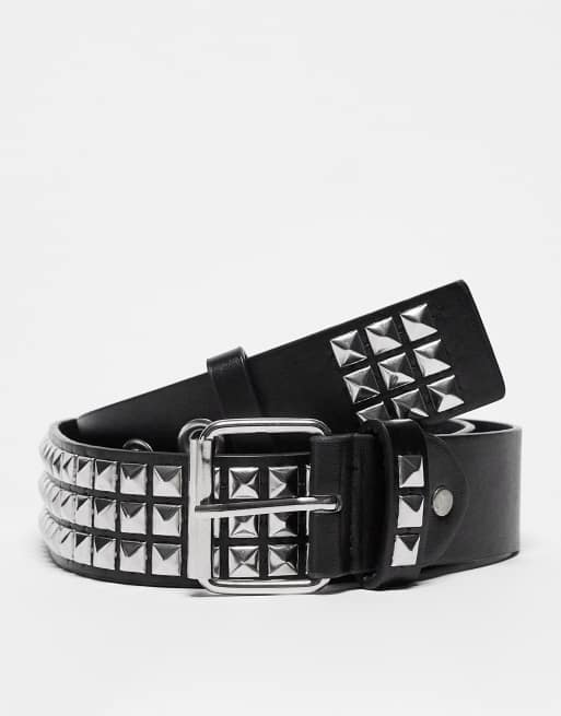 My Accessories London – Czarny pasek z ćwiekami w stylu grunge