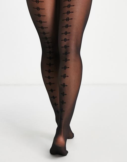 My Accessories London - Doorschijnend panty in zwart met naad aan de achterkant