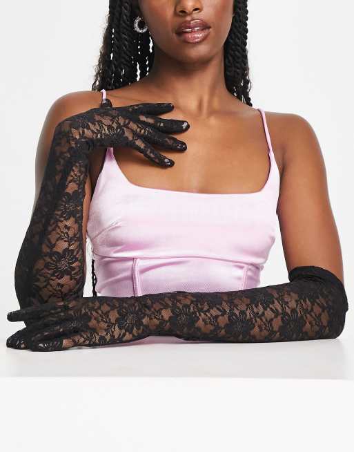 My Accessories London elbow length gloves in black lace, 4 of 4