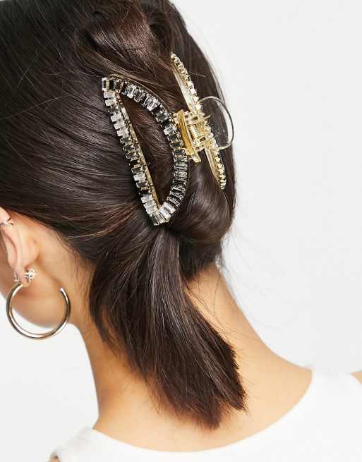 My Accessories London embellished crystal cut out hair claw clip