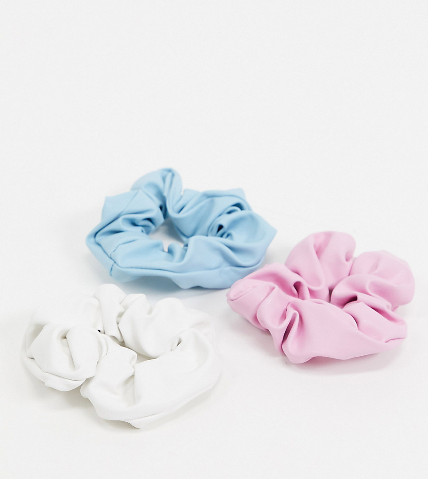 My Accessories London Exclusive 3 multipack scrunchies in multi faux leather