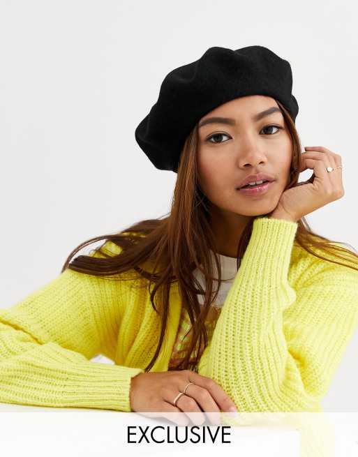 My Accessories London Exclusive black beret hat ASOS