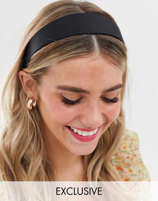 My Accessories London Exclusive black satin wide headband ASOS