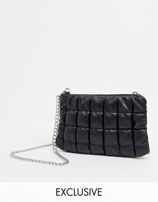 My Accessories London Exclusive cross body bag in black quilt