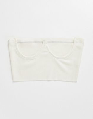 My Accessories London Exclusive cupped waist corset belt in cream