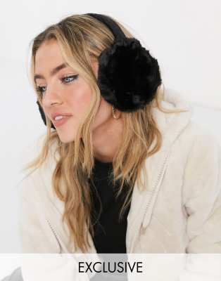 My Accessories London Exclusive Ear Muffs In Faur Fur Black ModeSens