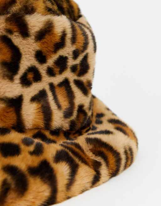 Leopard print fur on sale hat