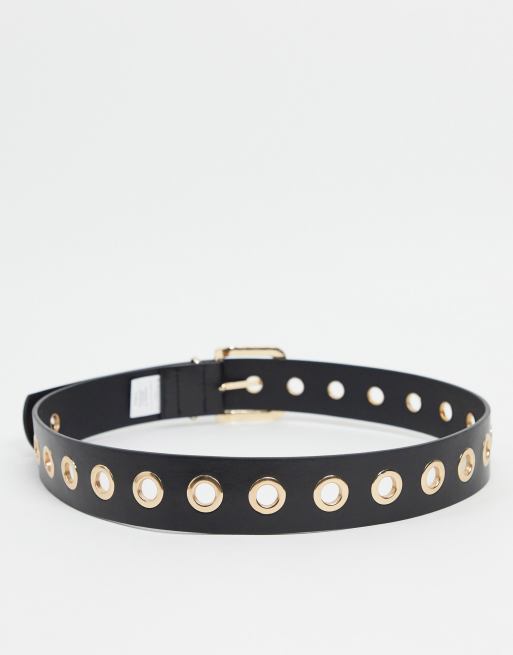 ONLY Black Golden Stud Detail Jeans Belt