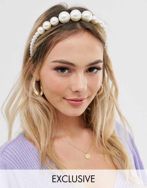My Accessories London Exclusive graduated pearl headband ASOS