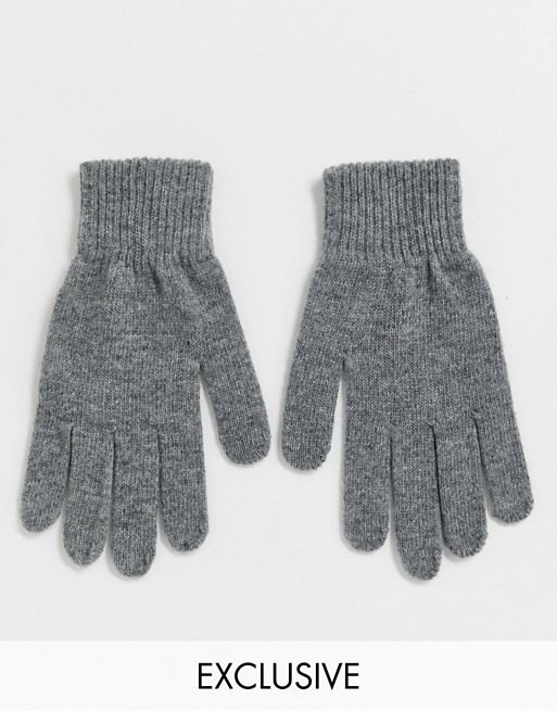My Accessories London Exclusive grey knitted gloves