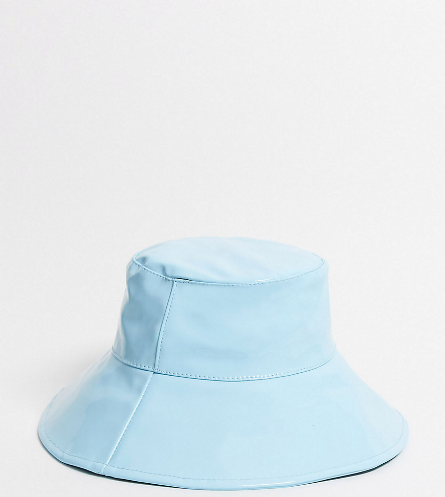 Esclusiva My Accessories London - Cappello da pescatore azzurro chiaro lucido con falda ampia-Blu