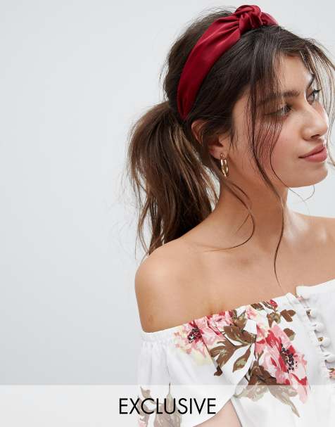 My Accessories London Exclusive knotted headband in red - view 1