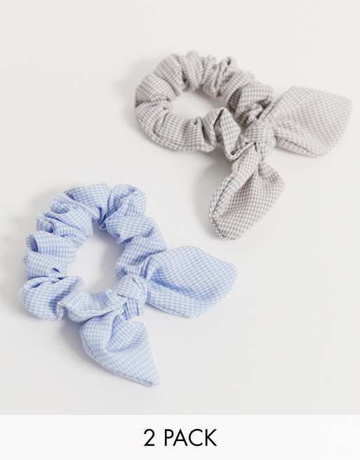 My Accessories – London Exclusive – Komplet 2 sztuk różnych gumek do włosów w kratkę vichy