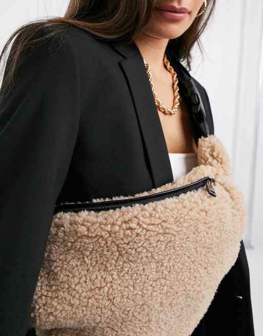 My Accessories London Exclusive oversized fanny pack with muffy in camel  teddy