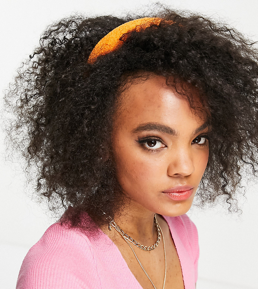 My Accessories London Exclusive padded headband in orange terry
