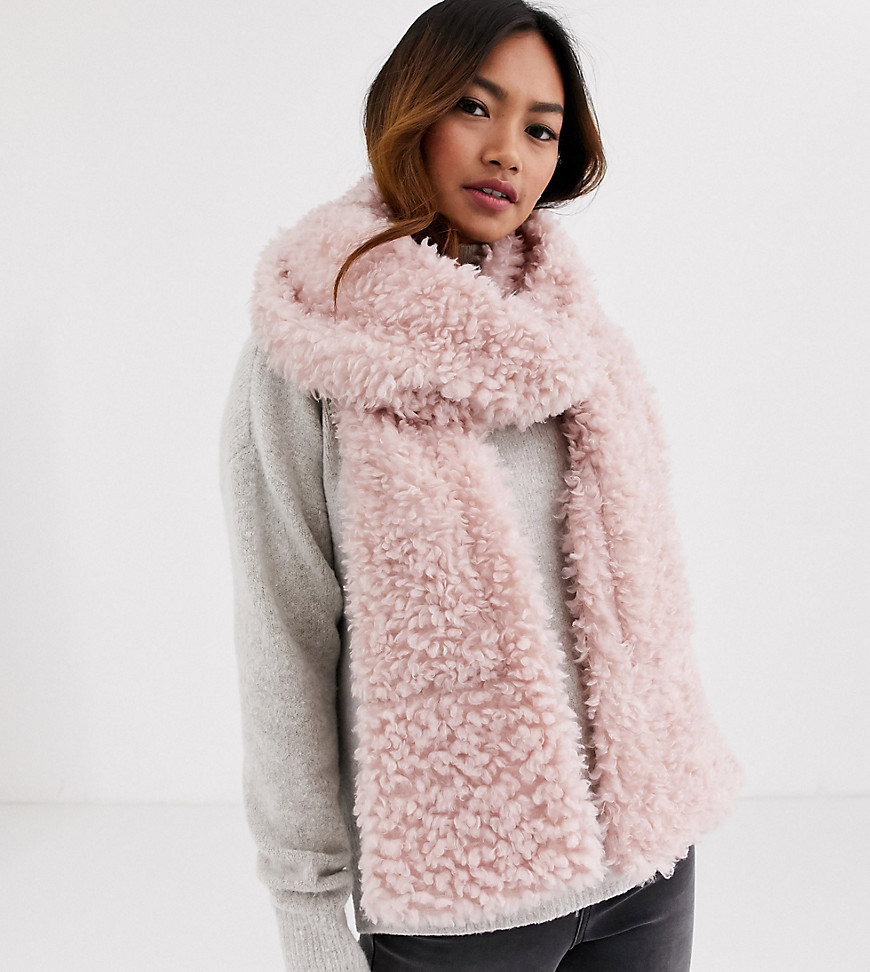 My Accessories London Exclusive pink teddy fur scarf with pockets