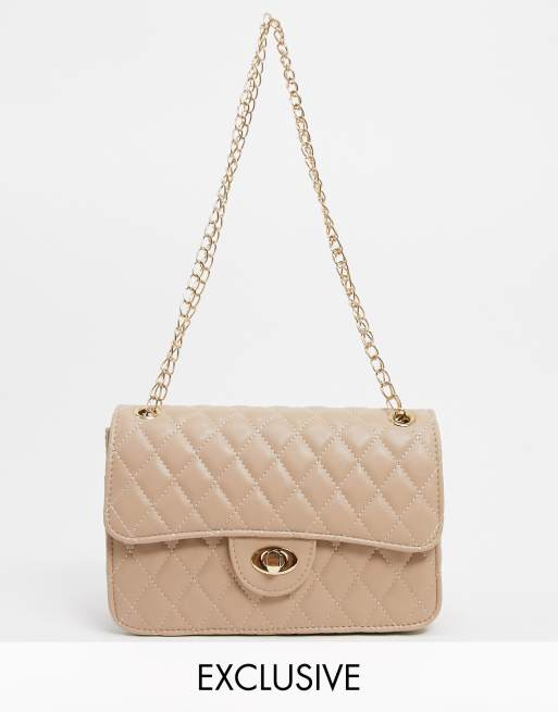 Merchandising Sæbe ønske My Accessories London Exclusive quilted chain cross body bag in camel | ASOS