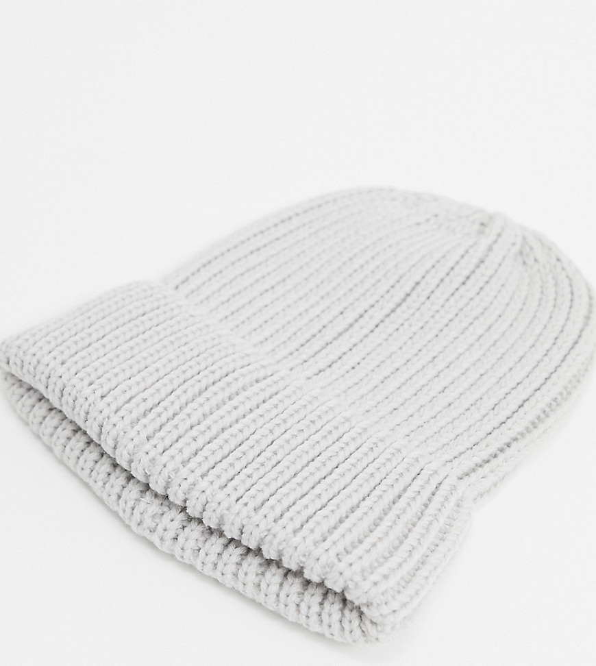 My Accessories London Exclusive recycled ribbed beanie hat in gray