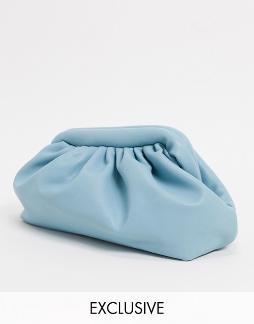 My Accessories London Exclusive slouchy pillow clutch in baby blue