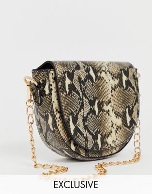 My Accessories London Exclusive snakeskin chain strap shoulder bag | ASOS