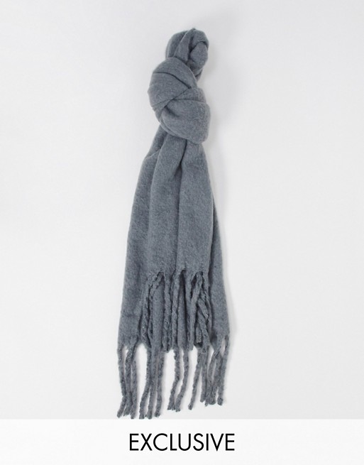 My Accessories London Exclusive super soft scarf with tassels in grey