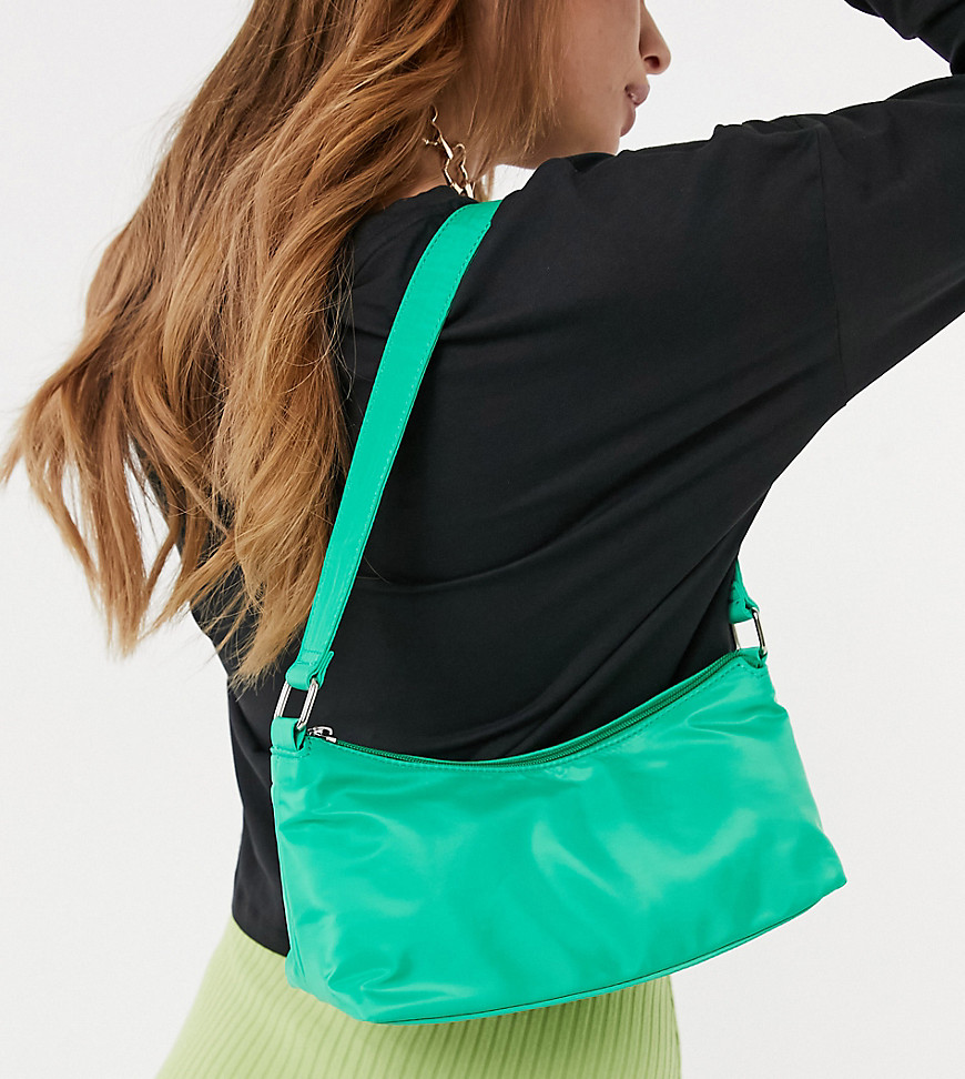 my accessories -  London – Exclusive – Umhängetasche aus Nylon in Grün mit Reißverschluss vorne
