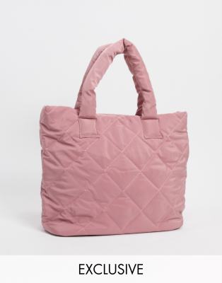 quilted nylon tote bag