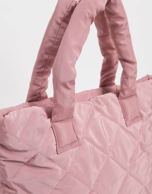 pink quilted tote bag
