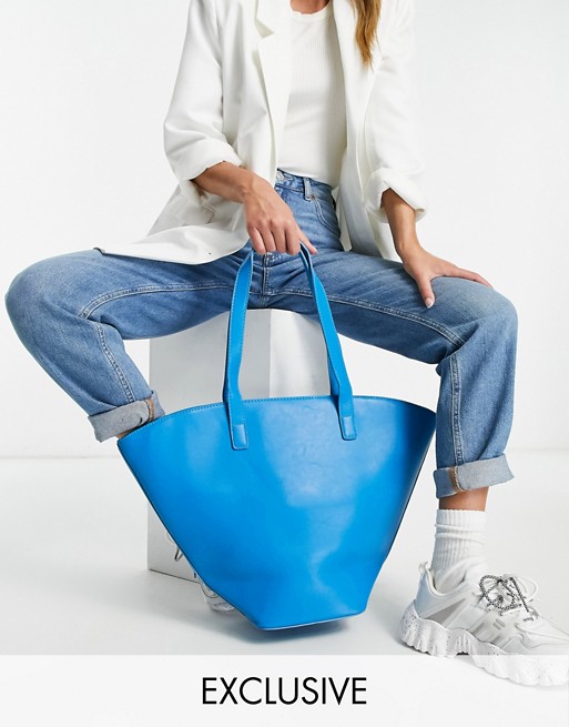 My Accessories London Exclusive winged tote shopper bag in blue
