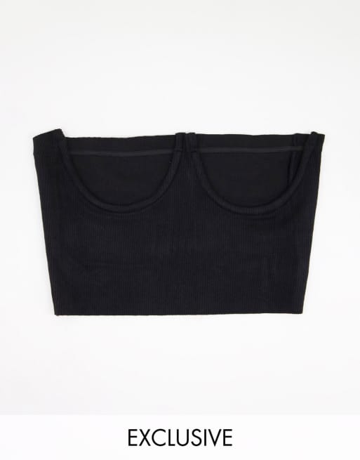 My Accessories London Exclusivite Ceinture taille style corset avec bonnets preformes Noir