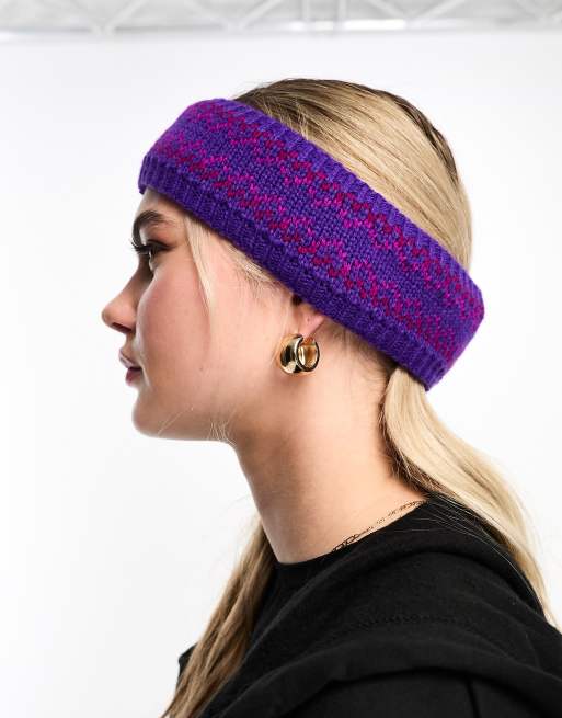 My Accessories London - Fair Isle-gebreide hoofdband in paars, 2 van 4