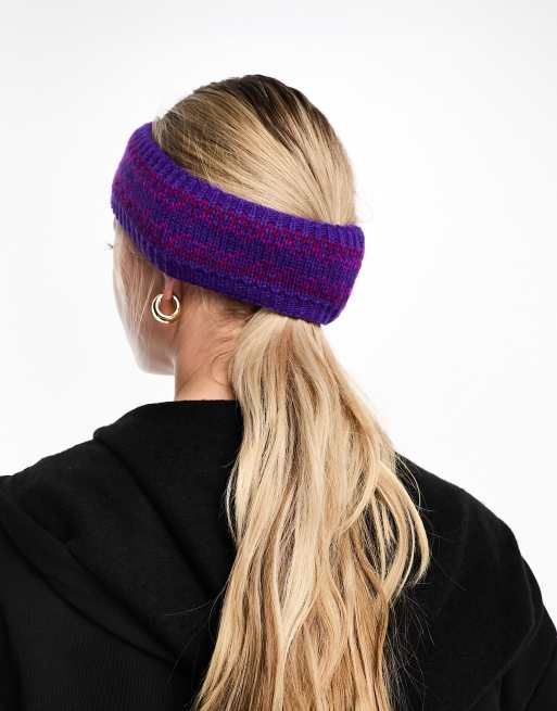 My Accessories London fair isle knit headband in purple, 4 of 4