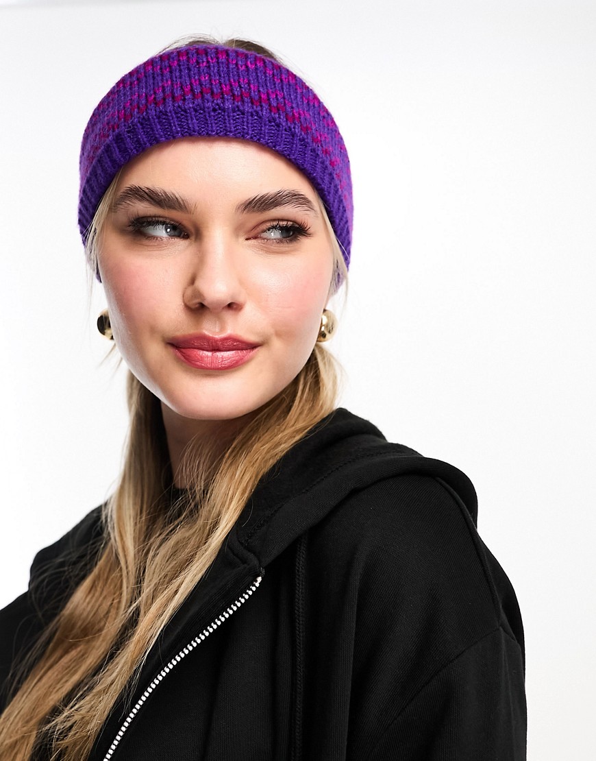 My Accessories London fair isle knitted headband in purple